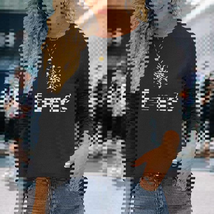 Fun EMc^2方程式 物理学 相対性 アトムロゴ EMc2 長袖Tシャツ 彼女への贈り物